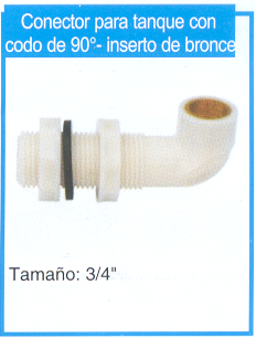 Conector para tanque con codo de 90º - inserto de bronce